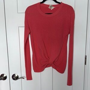 Vici Coral Textured Knot Front Sweater